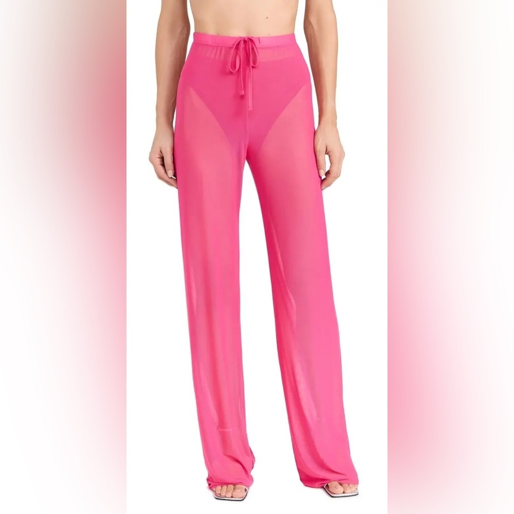 Good American Gauze Mesh Wide Leg Pants Ballerina Pink
